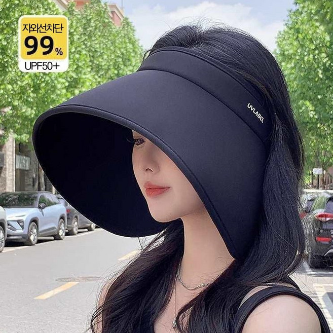 핸도라 와이드챙 UV 자외선 차단 여성 모자 UPF50+ 접이식