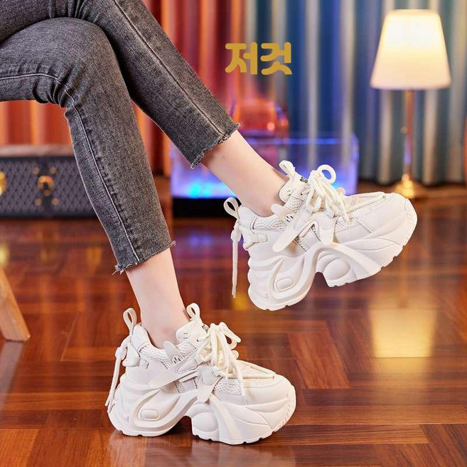 YSMALL 여성 신발 키높이 메쉬 스니커즈 썸머 통굽