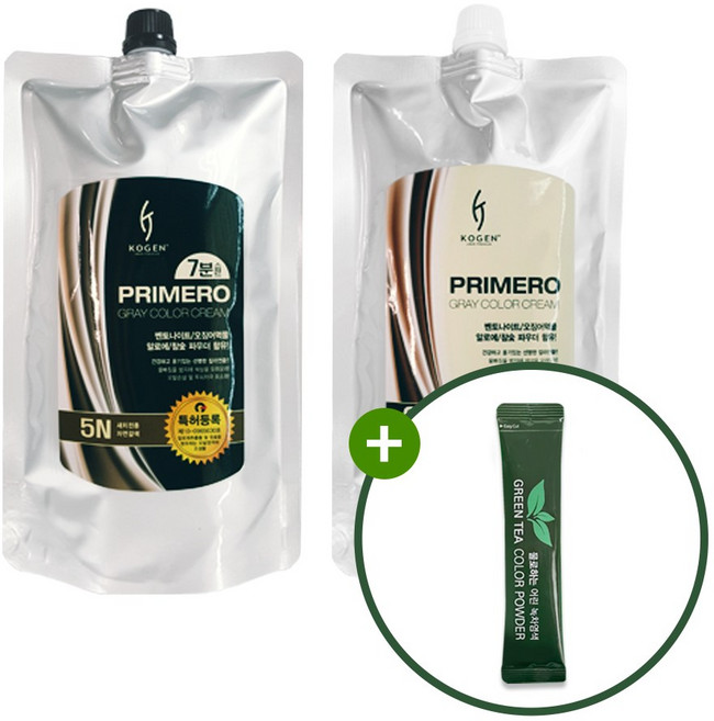 코겐 프리메로 웰빙 저자극 스피드 7분 칼라크림 염색약 1제 2제 각 500g + 코겐 물 염색약 10g, 1개, SC8 새치멋내기 밝은 황갈색 + 코겐 물염색약