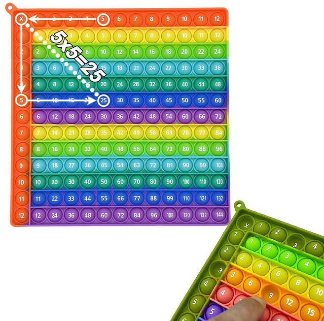 재미있는 12단 구구단 산수 게임 푸쉬팝 뽁뽁이 팝잇, 오렌지 sps422, 1개