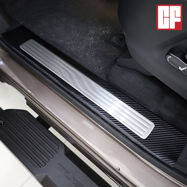 카프랜즈 호환 무쏘 Q300 튜닝 도어스텝커버 스크래치방지 용품, 타입01 (기본형) - 카본 (4P세트), 도어