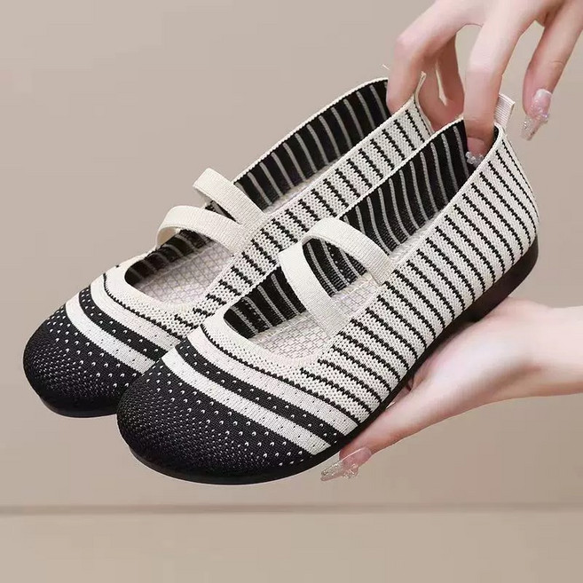 BLTER 엄마 할머니 여름 신발 미끄럼방지 샌들 부드러운 캐주얼 통기성 슬립온 발편한 여성 슬립온 초경량 여성 스니커즈 할머니 샌들H-6