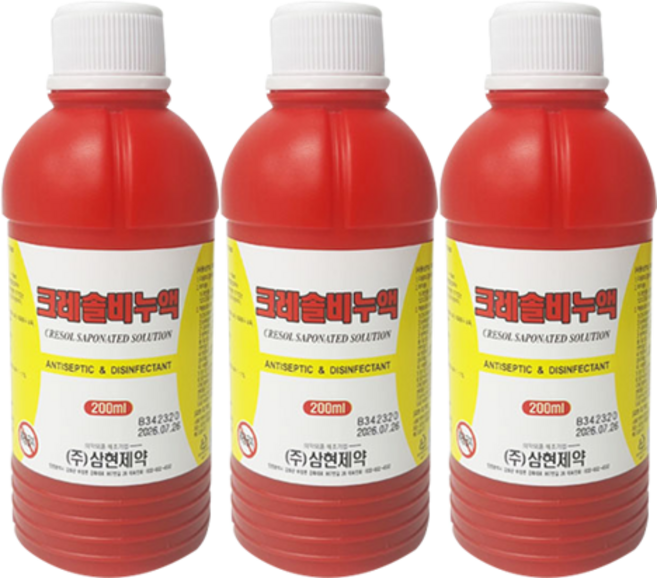 삼현제약 삼현 크레솔비누액 200ml 살균제/소독제, 3개