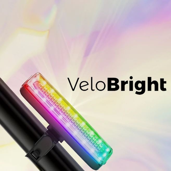 벨로브라이트 레인보우 자전거 후미등 멀티컬러 안전등 브레이크등 라이트, 1개, 블랙 - 쿠팡