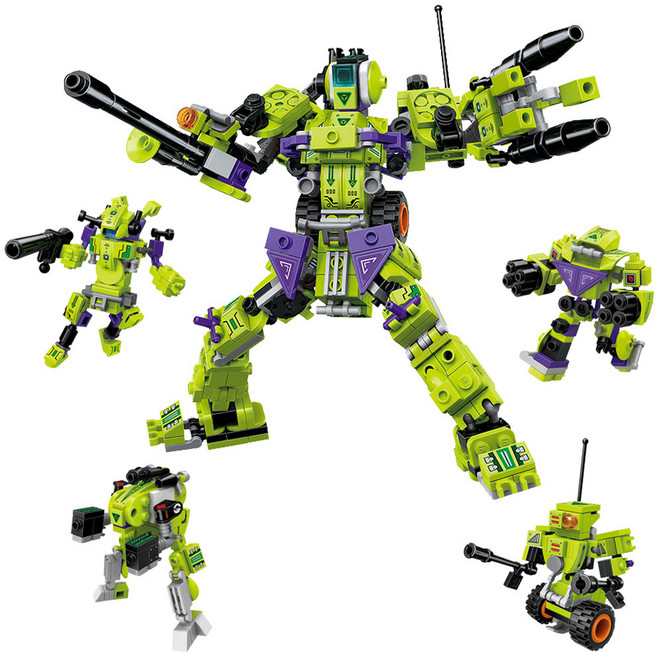 메카워리어 4종 세트 합체 로보트 블록 어린이 선물 사은 판촉 블럭 크리스마스 선물, 1개