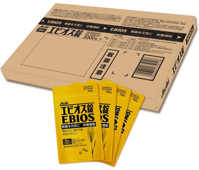 일본 아사히 에비오스정 3000정 위장 영양제 750정 4봉 파우치 타입 지정의약부외품, 1개