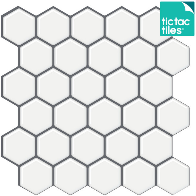 틱택타일 티커타일 헥사곤 모노화이트 붙이는타일 DIY 셀프인테리어, 1개