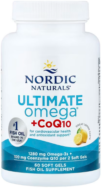 Nordic Naturals Ultimate Omega CoQ10 Lemon 노르딕네츄럴스 코큐텐 코엔자임 큐텐 Q10 유비퀴논 오메가3 EPA DHA 함유 레몬 맛 60정, 1개