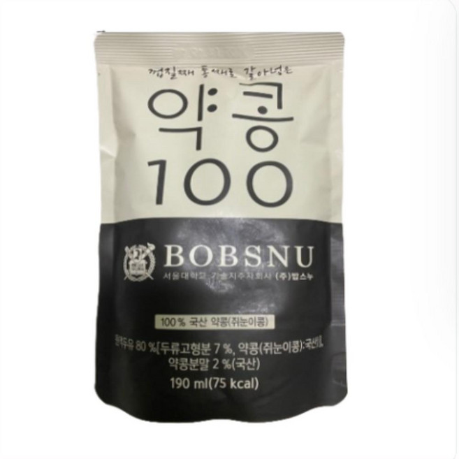 서울대약콩두유 밥스누 껍질째 통째로 갈아넣은 약콩 100, 40개, 190ml