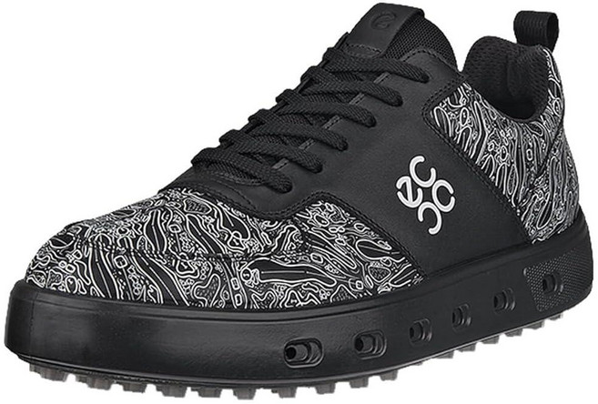 ECCO 남성용 스트리트 720 Ds 고어텍스 방수 골프화 블랙 골프 코스 프린트 8-8.5, 에코 5-5.5