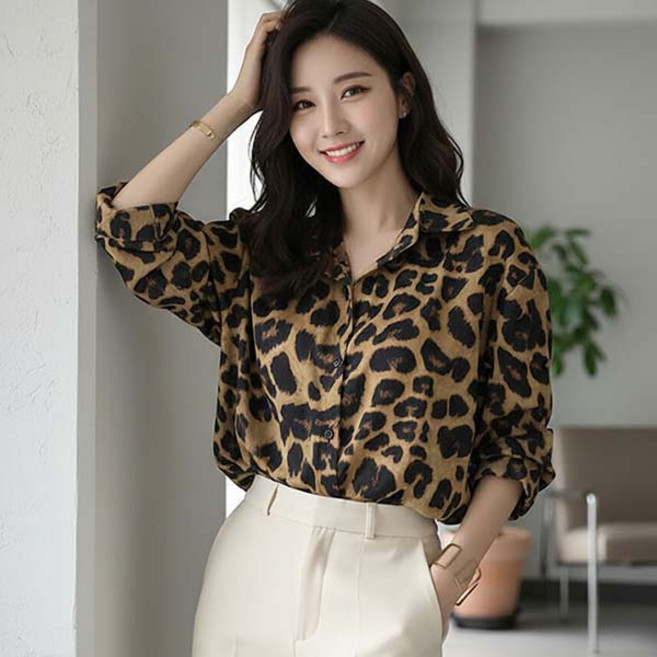어반룩북 리사 레오파드 실키 셔츠 블라우스