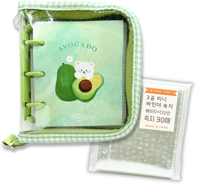 3공 포카 바인더 미니 폴라로이드 앨범, 30매, 아보카도