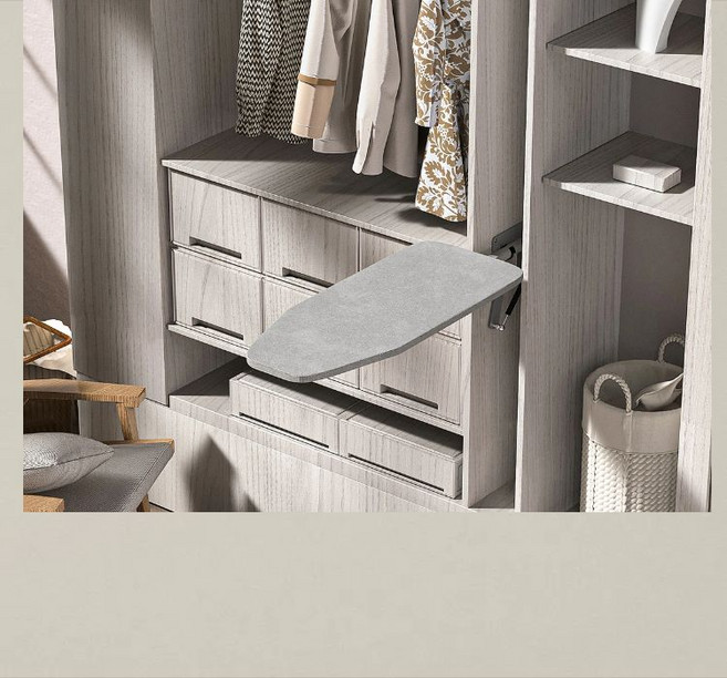 인출식 다리미판 가정용 옷장 회전 베이지 접이식 다림질 내장형 스탠드 빌트인 드레스룸, 1개, 실버그레이