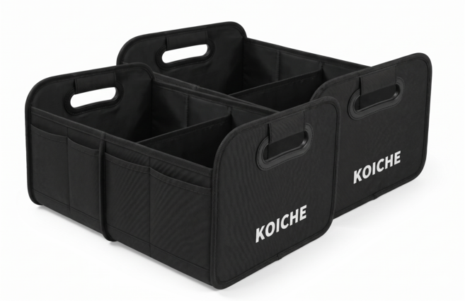 코이체 베이직 라인 접이식 자동차 트렁크 정리함, 블랙 2개