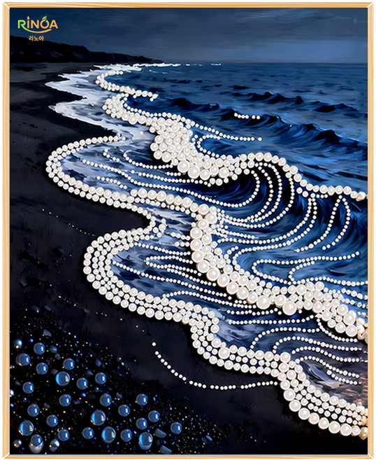 리노아 DIY 진주아트 캔버스 세트 아트토이 수공예 인테리어 그림 선물, 1개, 02고요한 밤바다