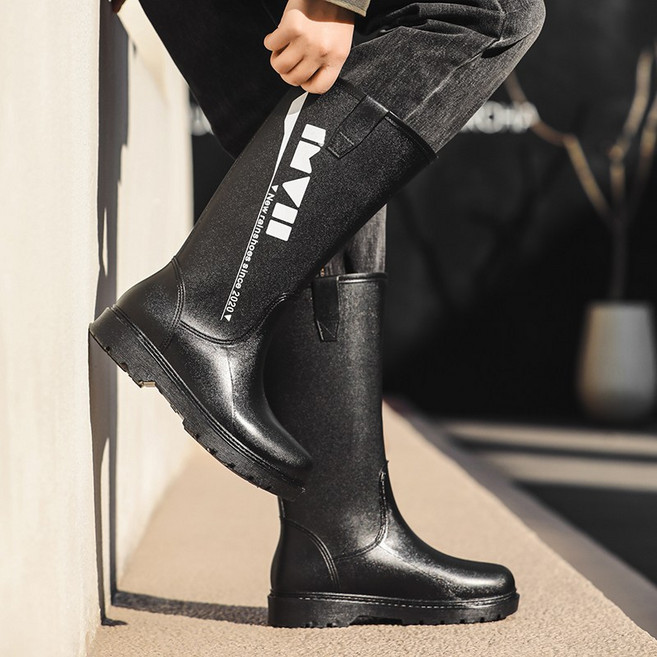 TIMEPURE 패션 레인부츠 독일식 하이컷 방수화 미끄럼 방지 낚시 주방 작업용 고무장화