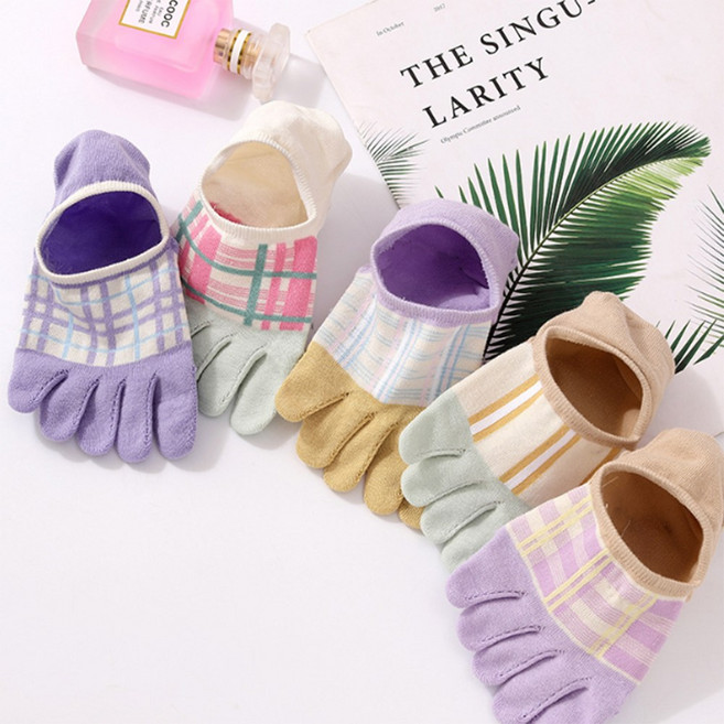 그레이스 여성 여름 바람숑숑 메쉬 순면 여성 발가락양말 꽈배기 발가락덧신 5켤레 세트