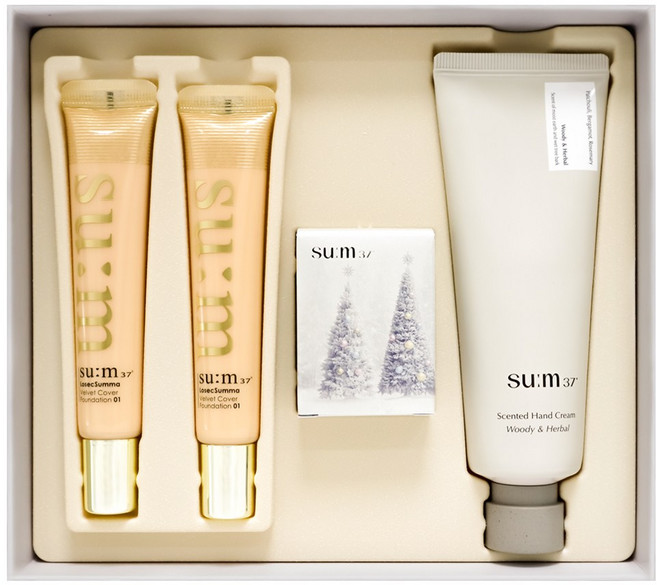 숨37도 로시크숨마 색조 홀리데이 기획 세트 (벨벳 커버 파운데이션+핸드크림+립세린), 1세트