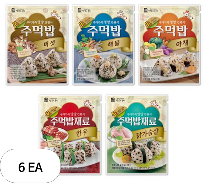 맛있는풍경 주먹밥 한우+닭가슴살+야채+해물+버섯 5종세트, 24g, 6세트