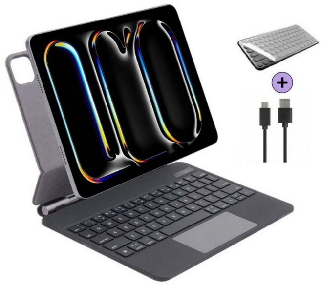 아이패드 에어7/6/5/4세대 프로 1/2/3/4/5/6/7/8세대 11/12.9/13인치 10/11세대 호환 매직 키보드 블루투스 한글각인 iPad Air/PRO 케이스나라, 블랙-한글 각인