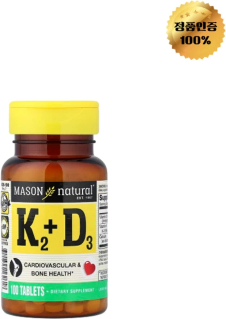 메이슨내추럴 비타민K2 비타민D3 100mg 100정, 1개 - 쿠팡