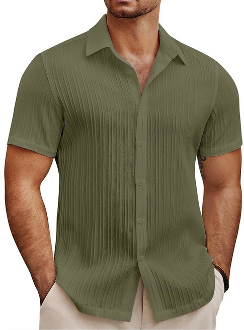 COOFANDY men's casual linen shirt short sleeve button down summer beach pocket with pocket