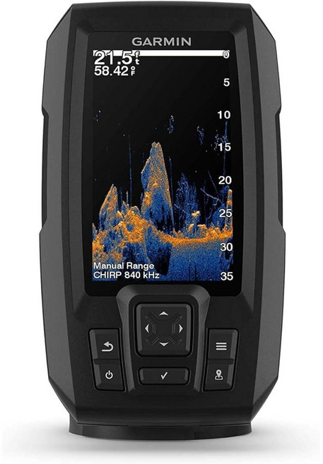 Garmin 010-02550-00 스트라이커 비비드 4cv 사용하기 쉬운 4인치 컬러 피쉬파인더 및 소나 변환기 비비드 스캐닝 컬러 팔레트, 4 Inch, STRIKER Vivid 4cv, Transducer + Plate, 1개
