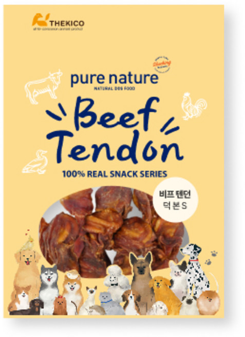 퓨어네이쳐 비프텐던 치킨/오리 본 링 175g 6종 소힘줄 소가죽 오리고기 닭고기 덴탈껌, 1개, 덕 본 S