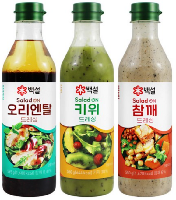 백설 드레싱 큰용량 3종(오리엔탈드레싱+참깨드레싱+키위드레싱), 1세트, 1.705L