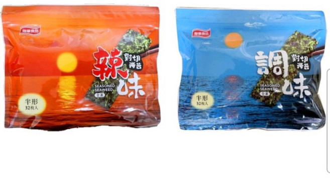 聯華 對切海苔 零食, 1個, 辣味24入