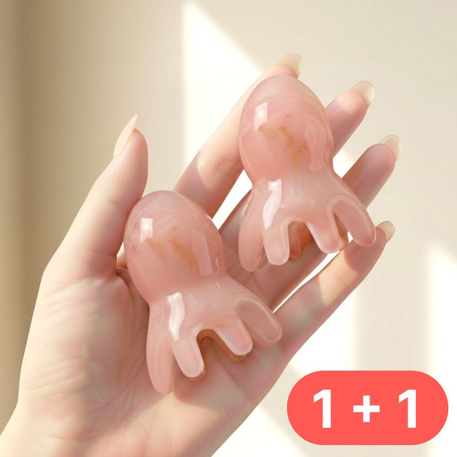 INVO8 2026 고급 레진 문어괄사 두피 마사지기 1+1, 핑크, 2개