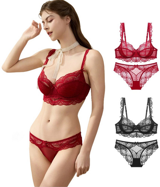Veimia 베이미아 레이스 브라 세트 여자속옷 편한 팬티 브라 1+1세트