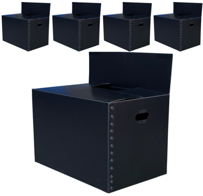 바른산업 이사박스 5호 벨크로형, 검정, 5개