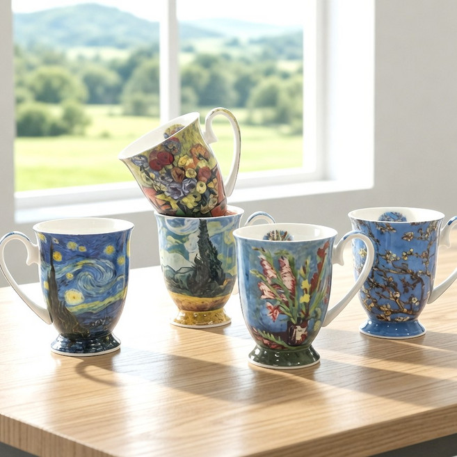 태양의화가 고흐 명화 머그컵5p세트 머그잔 찻잔 커피잔, 1세트, 혼합