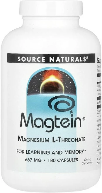 소스내추럴스 Magtein Magnesium 마그테인 마그네슘 L-트레온산 캡슐 180정, 1개 - 쿠팡