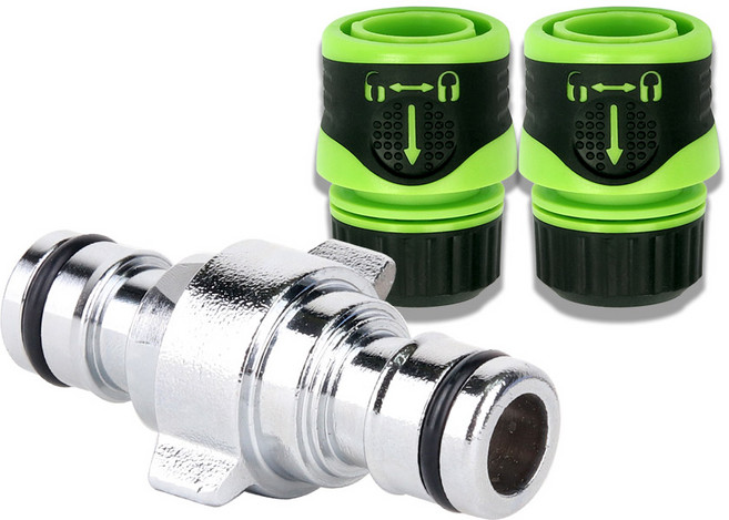 물호스 연결 연장 원터치형 양쪽 커플링 스마트양방향커플링1p와 잠금커넥터2p, 1개