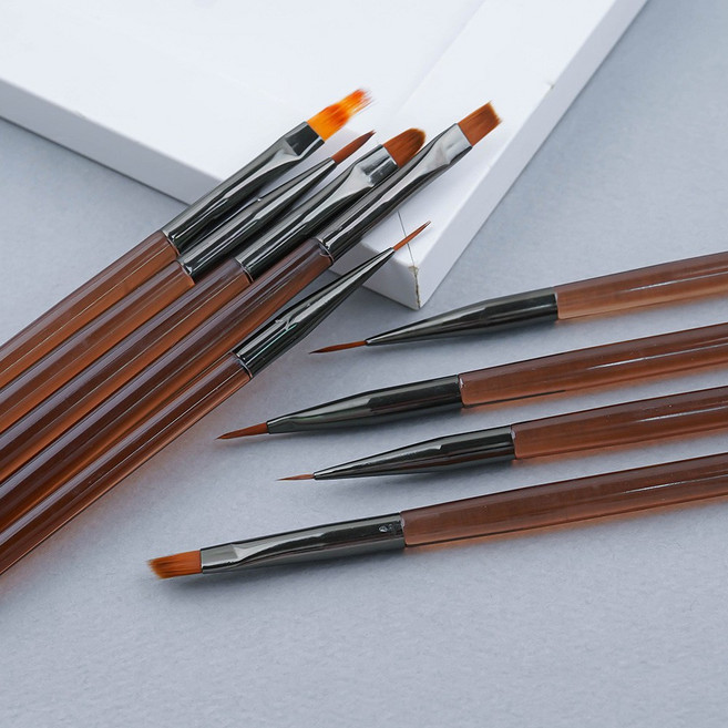 네일스토어 네일브러쉬 9종 세트 젤네일 세필 그라데이션 체크, 1세트, 브라운