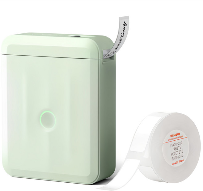 님봇 Niimbot D110 네임스티커 라벨프린터 (라벨지1개포함), D110M그린+사각화이트12x40라벨지, 1개