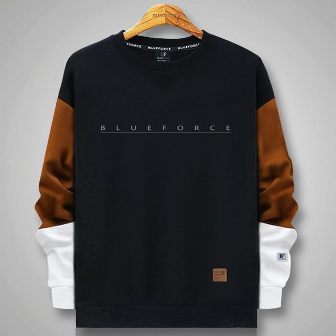 블루포스 BG케리번 오버핏 맨투맨 배색 남자 긴팔 티셔츠 남성 빅사이즈 운동복 겨울 단체티 커플티 츄리닝