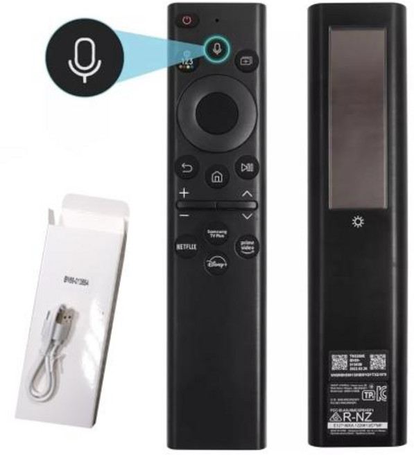 삼성 충전식 태양광 음성 TV 리모컨 UE55AU8070 2021용 새 제품 BN59-01385B, 2)BN59-01385A