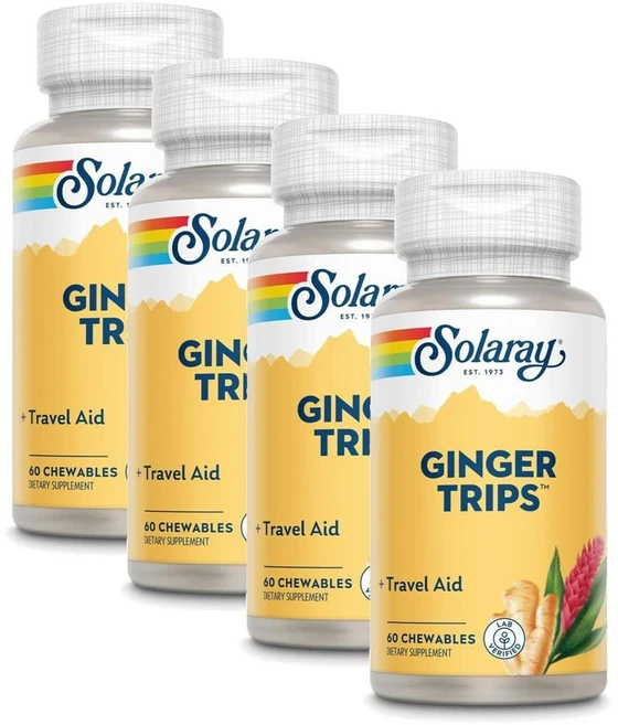 솔라레이 진저 트립 트래블 에이드 츄어블 SOLARAY Ginger Trips, 4개, 60정 - 쿠팡