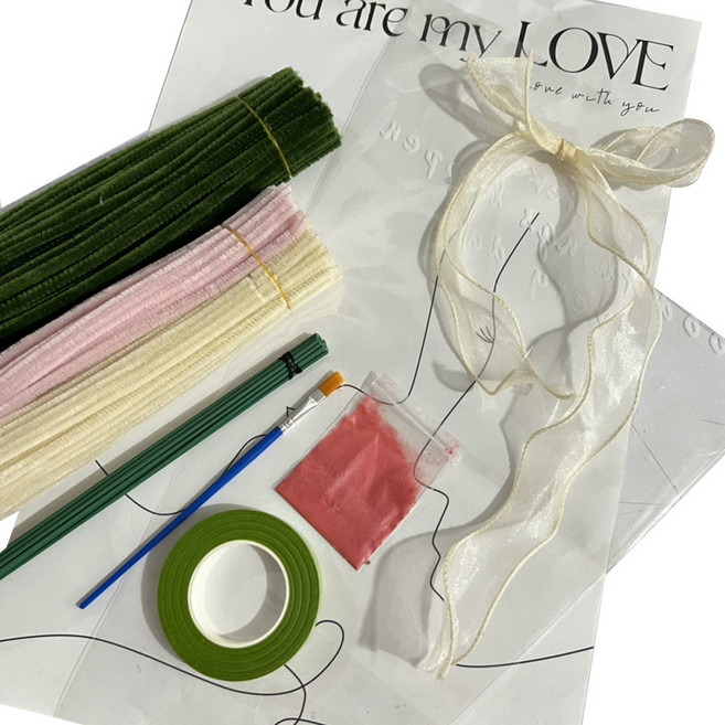 코히모 모루 철사 공예 꽃다발 튤립 DIY 만들기 풀 세트 3W162, 1세트, 옐로우