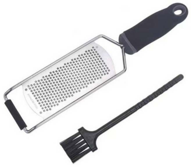 포포에어 다용도 치즈 레몬 강판 와이드 + 세척솔 세트, 1개, 검정