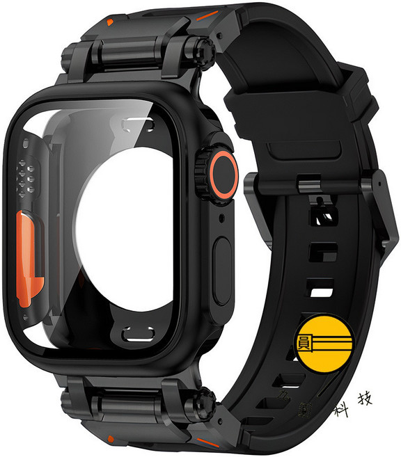 Apple Watch 錶殼錶帶 套裝 適用 蘋果錶帶, 純黑+鈦黑秒變防水錶殼,49MM（Ultra1/2/3）, 1個