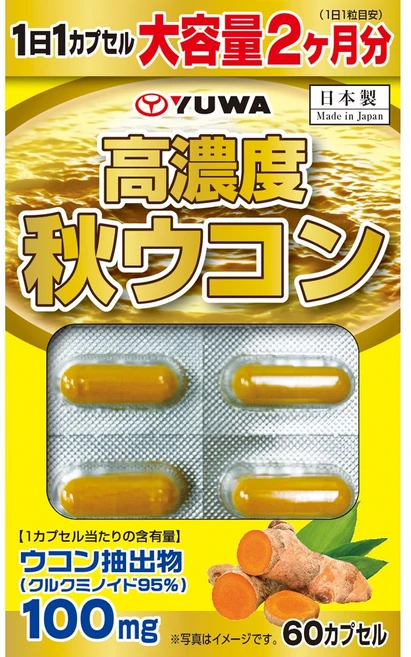 YUWA 고농도 가을 강황 100mg 캡슐, 1개, 60정 - 쿠팡