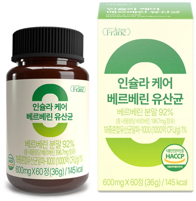 인슐라 케어 고함량 베르베린 92% 바나바잎 유산균, 1개, 60정 - 쿠팡