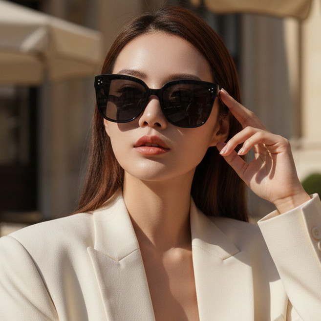 프로젝트 A 여자 빅 오버 편광 선글라스 자외선차단 가죽케이스 클리너 포함 썬글라스