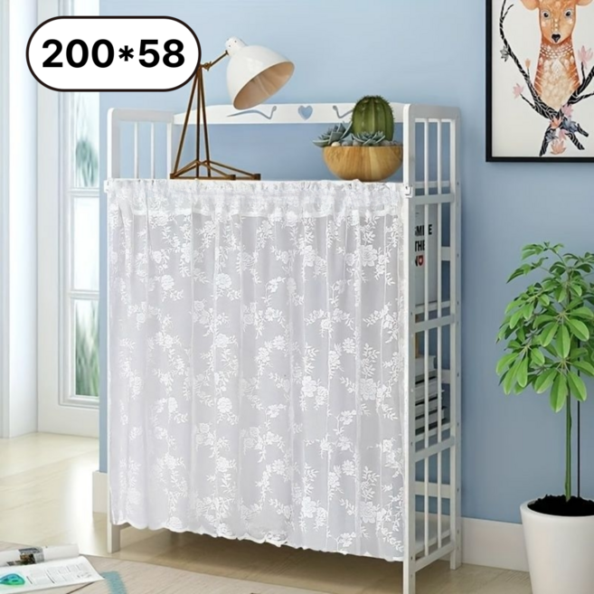 로맨틱 플라워 레이스 찍찍이 쉬폰 벨크로 커튼