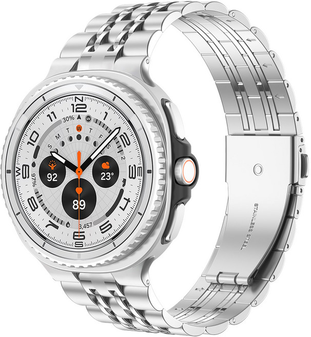갤럭시워치8/8클래식 호환 프리미엄 스테인리스 메탈 스트랩 밴드 40mm 44mm 46mm, 실버