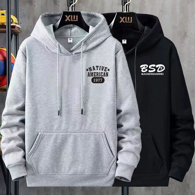 1+1 남성 후드 맨투맨 봄가을 캐주얼 도톰 긴팔 티셔츠 겨울 루즈핏 데일리 후드티 상의 LJX